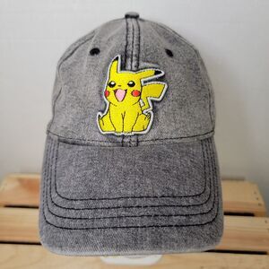 Pokemon Grey Demin Adjustable Pikachu Ball Cap - OSFM